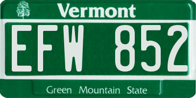 VT license plate EFW852