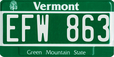 VT license plate EFW863