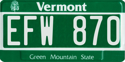 VT license plate EFW870
