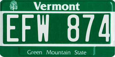 VT license plate EFW874