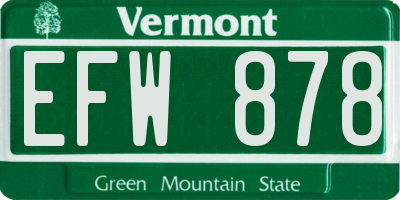 VT license plate EFW878