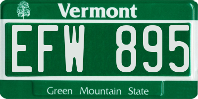 VT license plate EFW895
