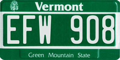 VT license plate EFW908
