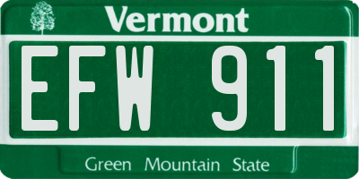 VT license plate EFW911