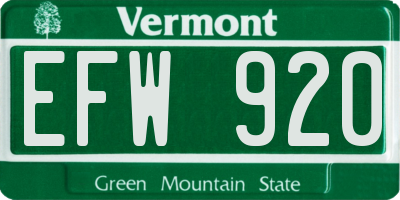 VT license plate EFW920
