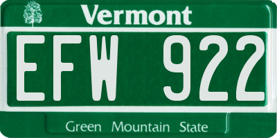 VT license plate EFW922