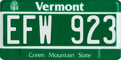 VT license plate EFW923