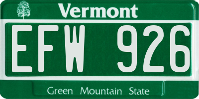 VT license plate EFW926