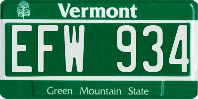 VT license plate EFW934