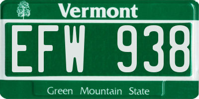 VT license plate EFW938