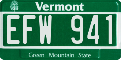 VT license plate EFW941