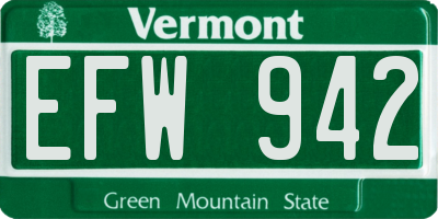 VT license plate EFW942