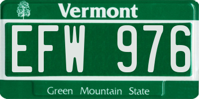 VT license plate EFW976