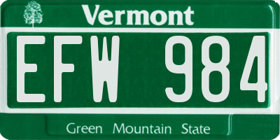 VT license plate EFW984