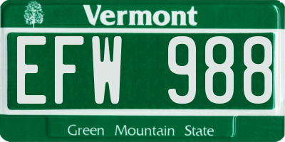 VT license plate EFW988