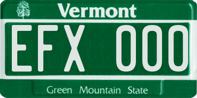 VT license plate EFX000