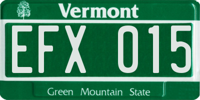 VT license plate EFX015