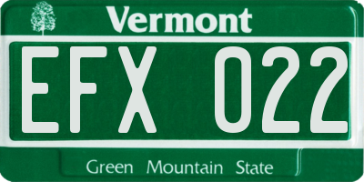 VT license plate EFX022