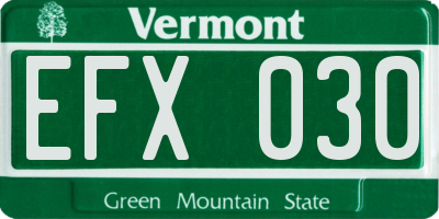 VT license plate EFX030