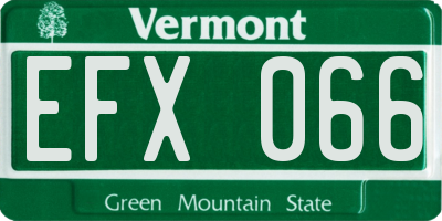 VT license plate EFX066