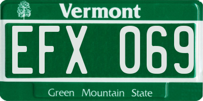 VT license plate EFX069