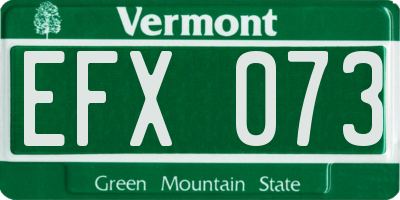 VT license plate EFX073