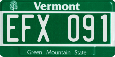 VT license plate EFX091