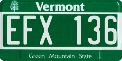 VT license plate EFX136
