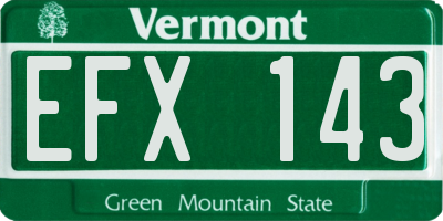 VT license plate EFX143