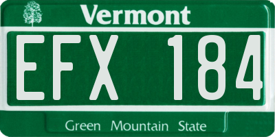 VT license plate EFX184