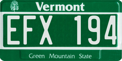 VT license plate EFX194