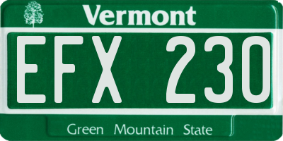VT license plate EFX230