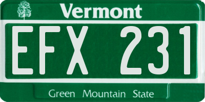 VT license plate EFX231