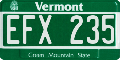 VT license plate EFX235
