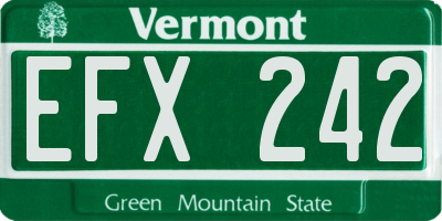 VT license plate EFX242