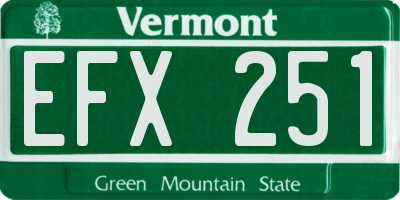 VT license plate EFX251
