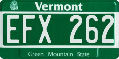 VT license plate EFX262