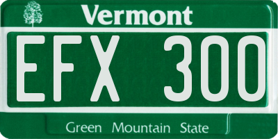 VT license plate EFX300