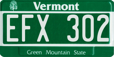 VT license plate EFX302