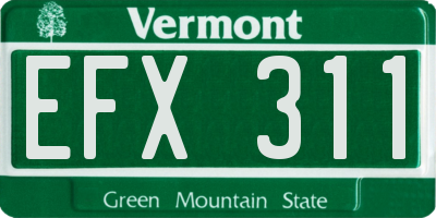 VT license plate EFX311