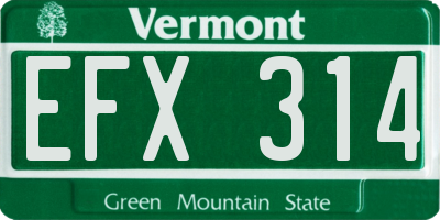 VT license plate EFX314