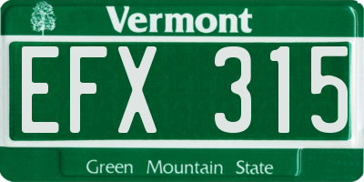 VT license plate EFX315