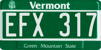 VT license plate EFX317