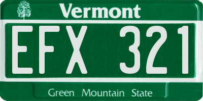 VT license plate EFX321