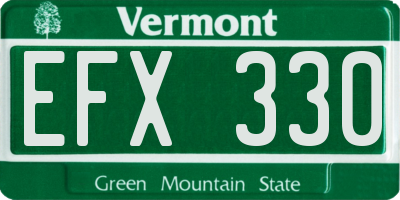 VT license plate EFX330