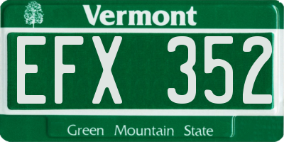 VT license plate EFX352