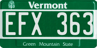 VT license plate EFX363