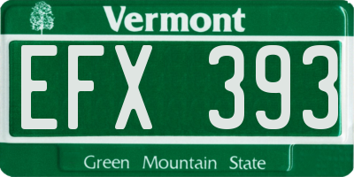 VT license plate EFX393