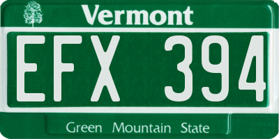 VT license plate EFX394