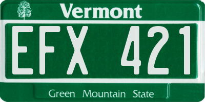 VT license plate EFX421